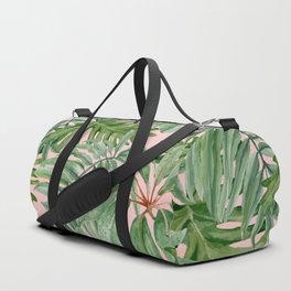Tropical art,Palmtree,monstera pattern,pink background Duffle Bag