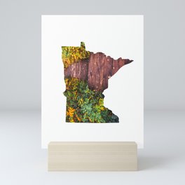 Minnesota Map | Autumn Forest and Texture Mini Art Print