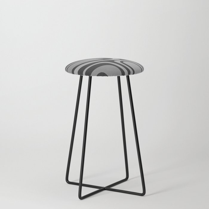 Palm Springs Retro Mid-Century Modern Abstract Pattern in Grey Counter Stool