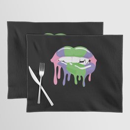 Trigender Flag Gay Pride Lgbtq Lips Mouth Placemat