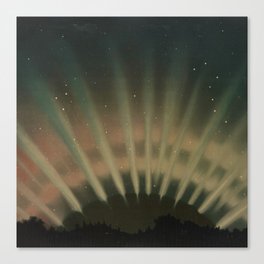 Vintage Aurora Borealis northern lights poster in earth tones Canvas Print