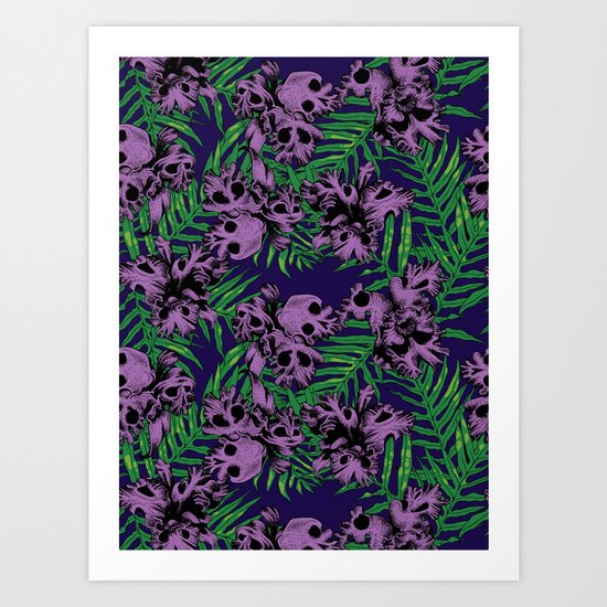 Orchid Skulls Art Print