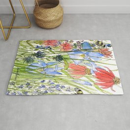 Botanical Garden Wildflowers and Bees Rug