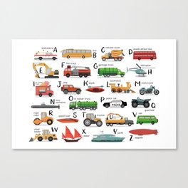 Transportation alphabet Canvas Print