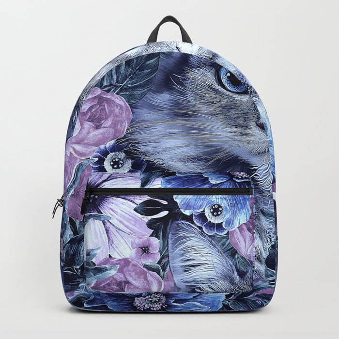 Cat In Flowers. Winter Backpack