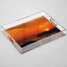 South Africa Photography - The Silhouette Of Elephants  In The Sunset Acrylic Tray