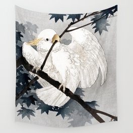 Yellow Crested Cockatoo in Tree by Ohara Koson Wall Tapestry