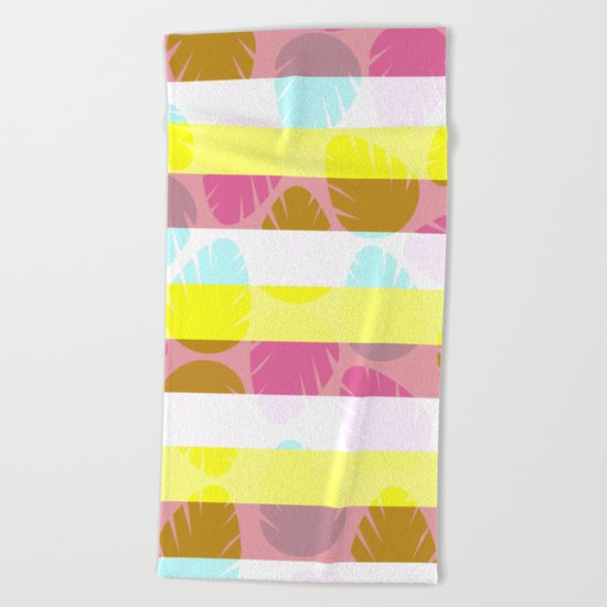 Tropical stripes Beach Towel