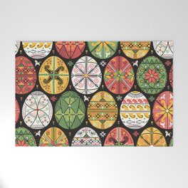 vintage pattern with pysanky. Easter eggs pattern. Ukrainian easter eggs. Eggs with traditional ukrainian folk ornament. Seamless pattern with easter eggs in folk style from Ukraine. Easter decoration Welcome Mat