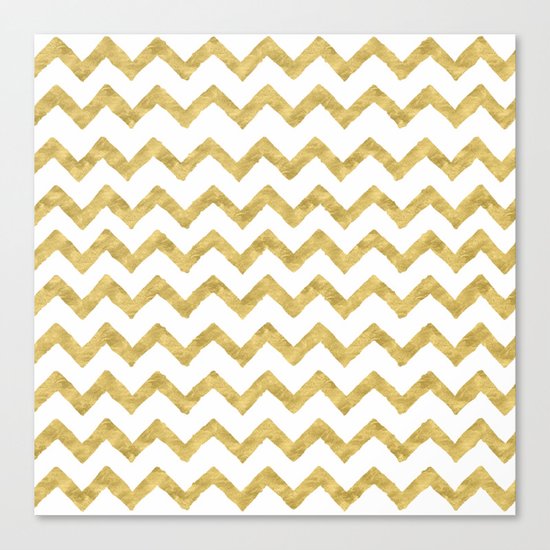 Chevron Gold And White Canvas Print