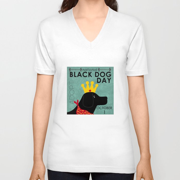 Black Dog Day Royal Crown V Neck T Shirt