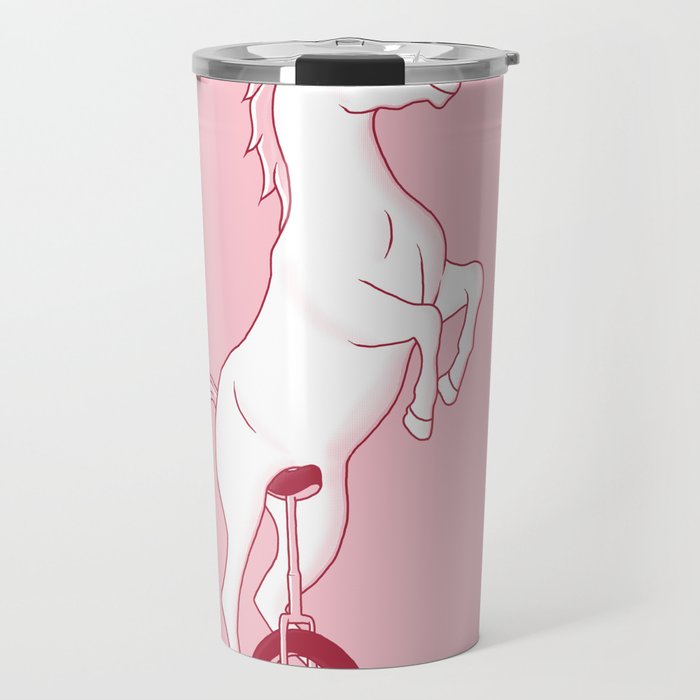 Unicorn on a unicycle - pink Travel Mug