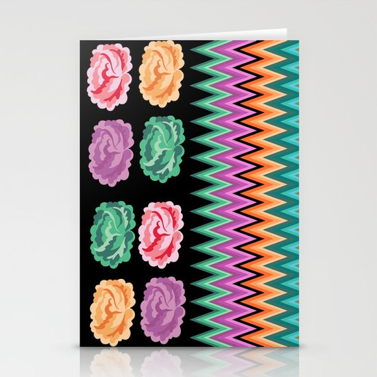 CHEVRON ROSES Stationery Cards