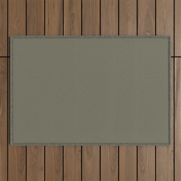 Dark Gray-Green Solid Color Pantone Deep Lichen Green 18-0312 TCX Shades of Green Hues Outdoor Rug