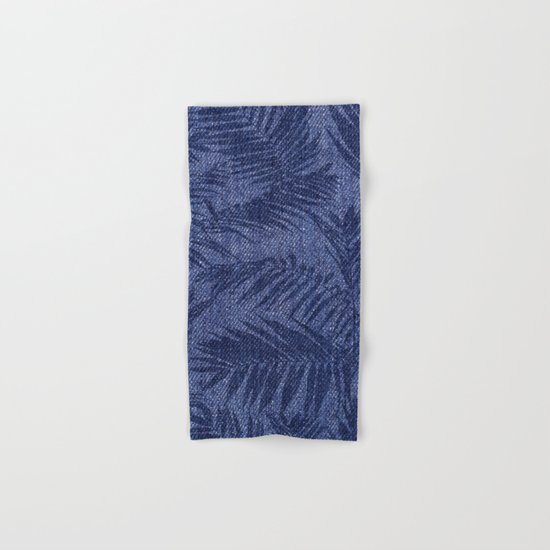 Tropical pattern on blue jeans Hand & Bath Towel