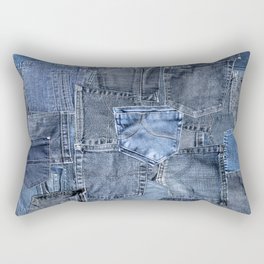 Blue Jeans Pocket Patchwork Pattern Rectangular Pillow