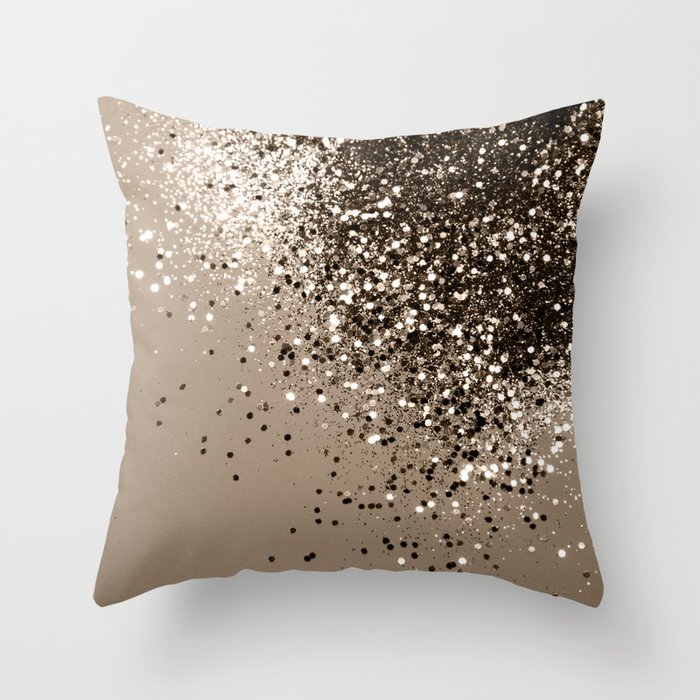 Sparkling Sepia Lady Glitter #1 (Faux Glitter) #shiny #decor #art #society6 Throw Pillow