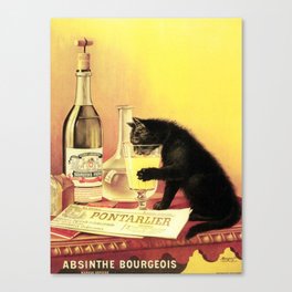 Absinthe Bourgeois Black Cat Vintage Canvas Print