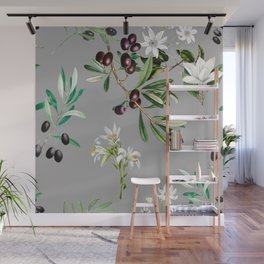 Olives, branches, white flowers  Wall Mural