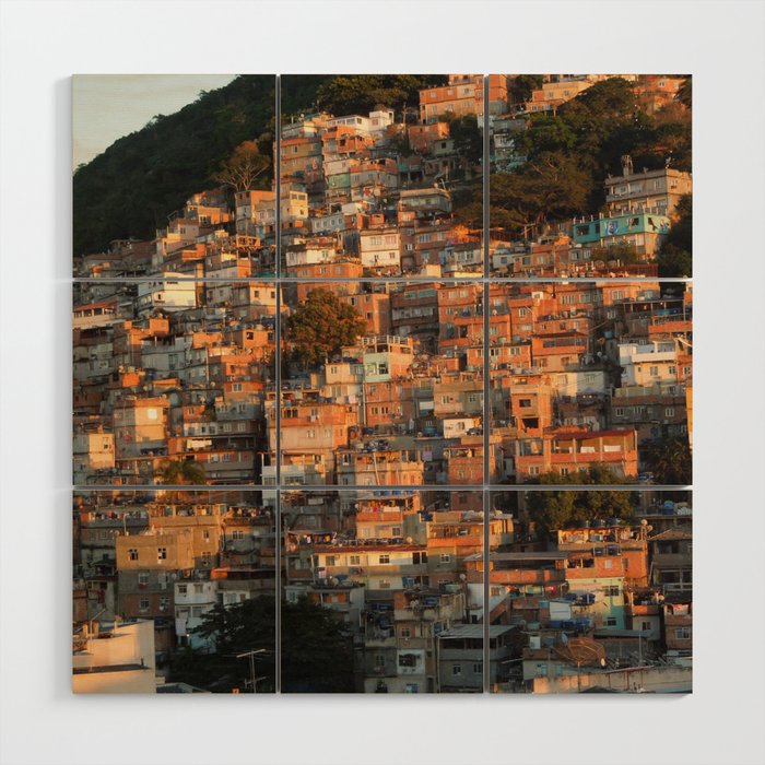 Brazil Photography - Beautiful City On A Hill In The Sunset Wood Wall Art