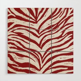Tiger Stripes -Red & White - Animal Print - Zebra Print Wood Wall Art