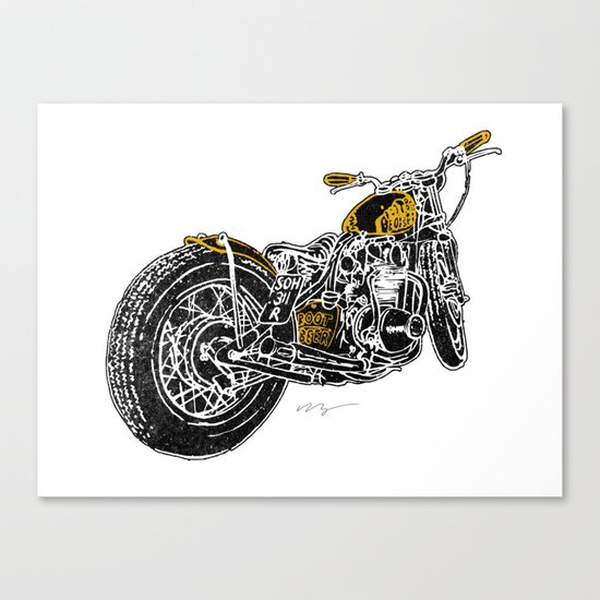 "Rootbeer Bobber" Custom Motorcycle Canvas Print
