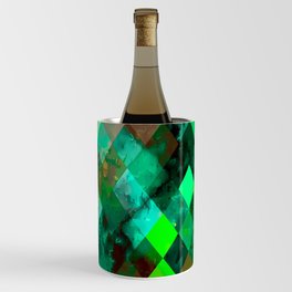 geometric pixel square pattern abstract background in green yellow Wine Chiller