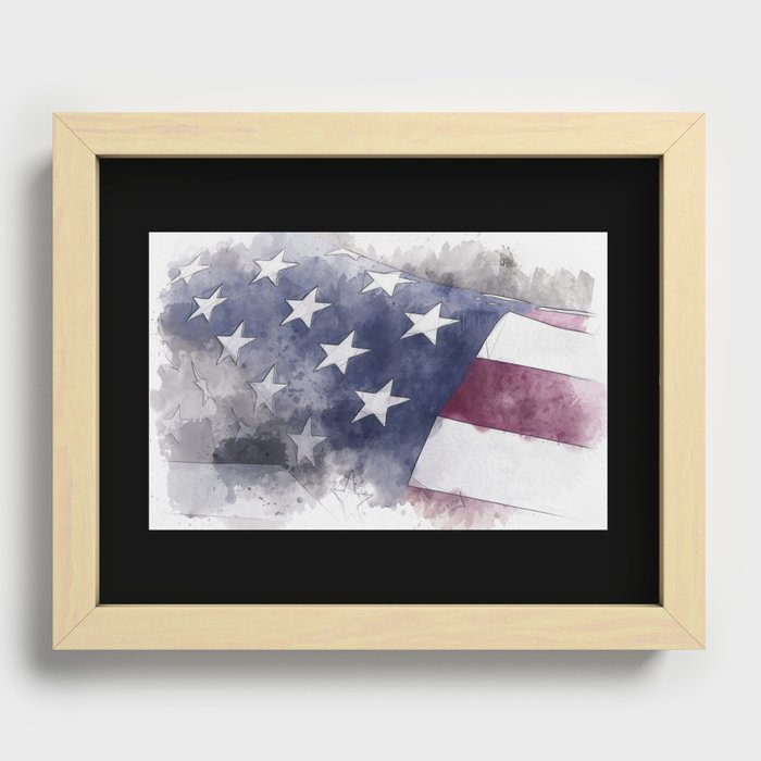 US grunge flag Recessed Framed Print