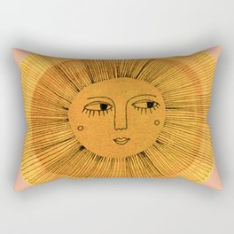 Sun Drawing Gold and Pink Rectangular Pillow
