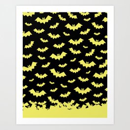 Geometric Neon Bats Art Print