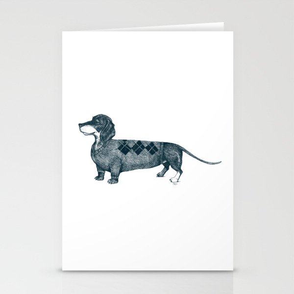 Dachshund wearing argyle sweater Stationery Cards