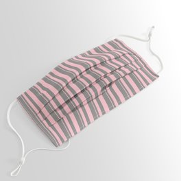 [ Thumbnail: Pink & Gray Colored Lines Pattern Face Mask ]