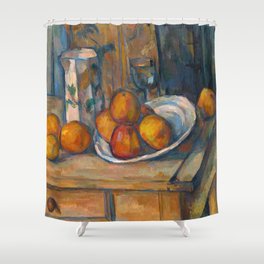 Paul Cezanne - Still Life with Milk Jug and Fruits Shower Curtain