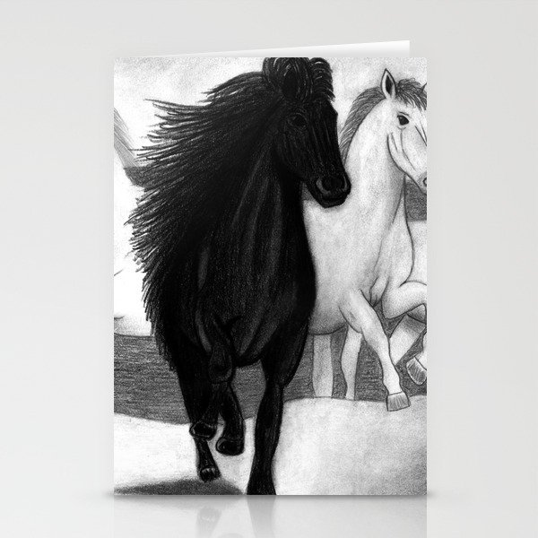 Five horses Stationery Cards