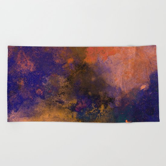 Inner Peace - Orange, red, blue, pastel, textured painting Beach Towel
