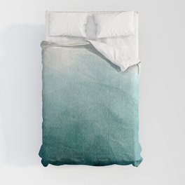 Sunrise in the mountains, dawn, teal, abstract watercolor Comforter