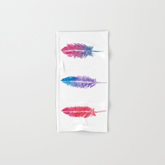 Watercolor Feathers Hand & Bath Towel