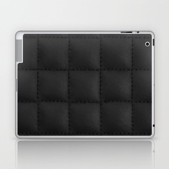 Black leather skin print, quilted Laptop & iPad Skin