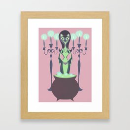 Witchy Kitty Pink Framed Art Print
