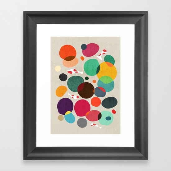 Lotus in koi pond Framed Art Print