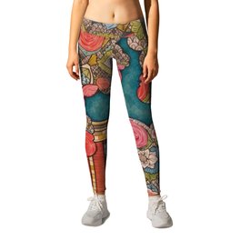 Chimney Fields Leggings | Pattern, Mixed Media, Architecture, Nature 