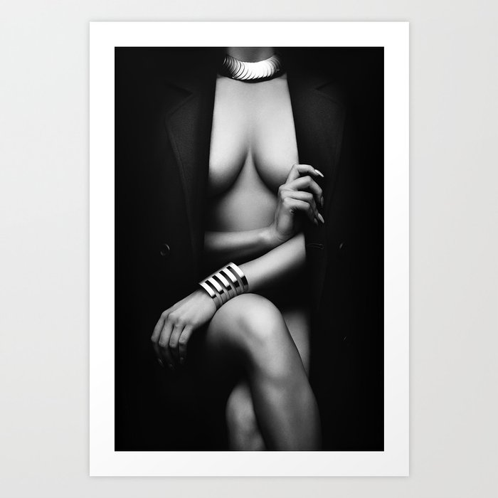 Nude Woman with jacket 1 Art Print
