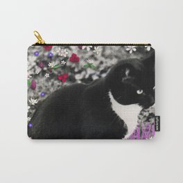 Freckles in Flowers II - Tuxedo Kitty Cat Carry-All Pouch