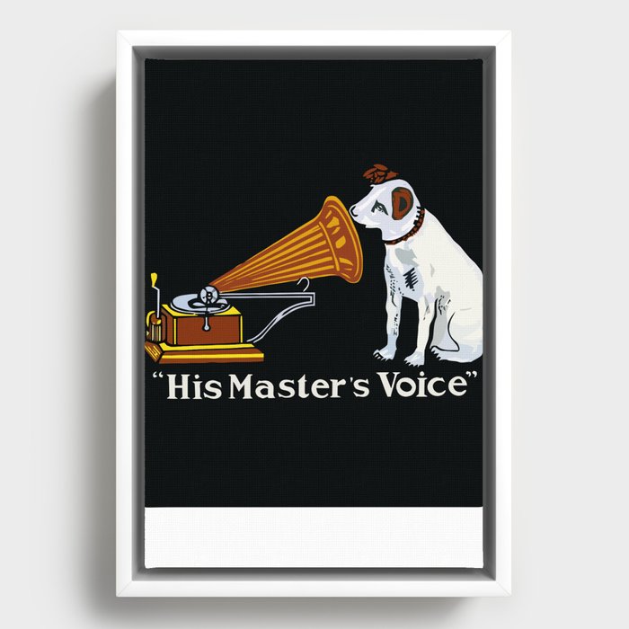 Retro his master's voice, Nipper the Dog Framed Canvas