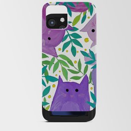 Cats and branches - purple and green iPhone Card Case