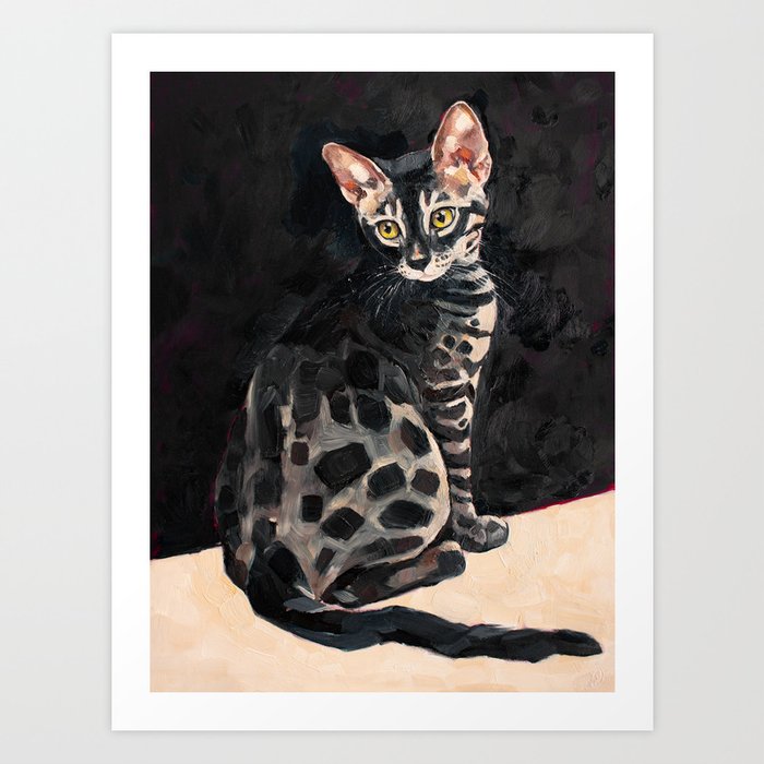 Midnight Bengal Cat Art Print