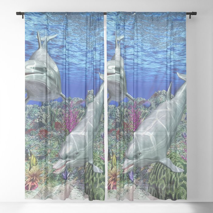 Dolphins Sheer Curtain