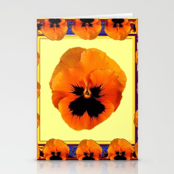 This design is all about the ORANGE PANSIES ON YELLOW COLOR DESIGN ART decor, furnishings, or for th Stationery Cards