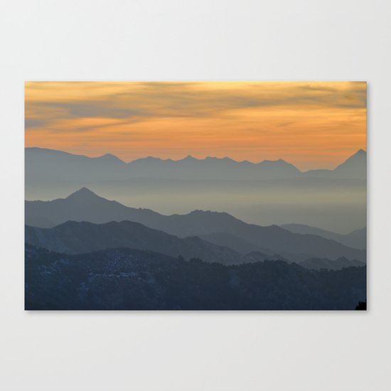 Sunset at the mountains Canvas Print