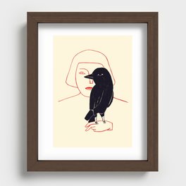 Women and bird Recessed Framed Print